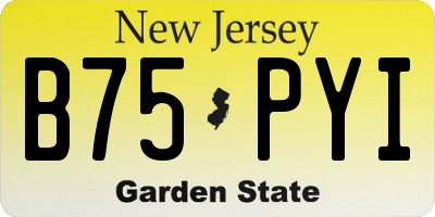NJ license plate B75PYI