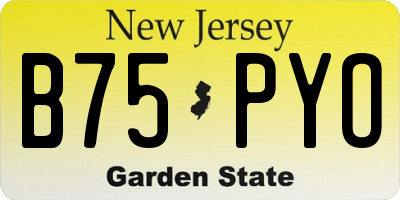 NJ license plate B75PYO