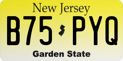 NJ license plate B75PYQ