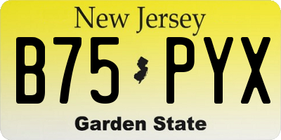 NJ license plate B75PYX