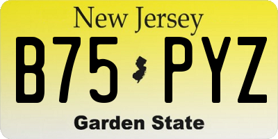 NJ license plate B75PYZ