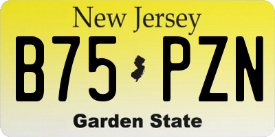 NJ license plate B75PZN