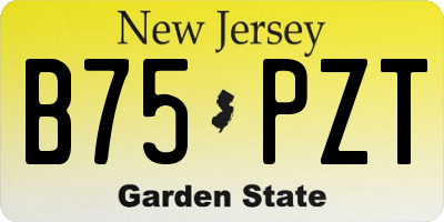 NJ license plate B75PZT