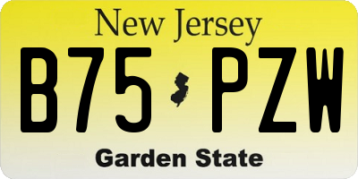 NJ license plate B75PZW