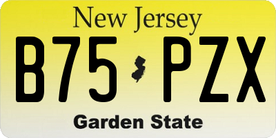 NJ license plate B75PZX