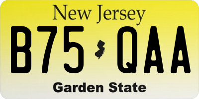 NJ license plate B75QAA