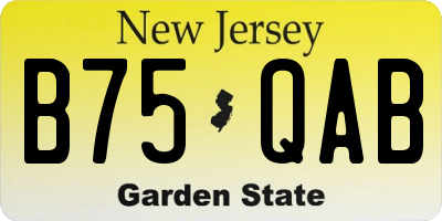 NJ license plate B75QAB