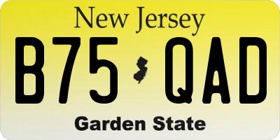 NJ license plate B75QAD