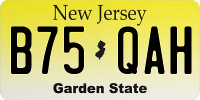 NJ license plate B75QAH