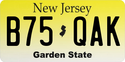 NJ license plate B75QAK