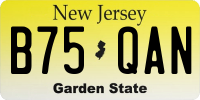 NJ license plate B75QAN