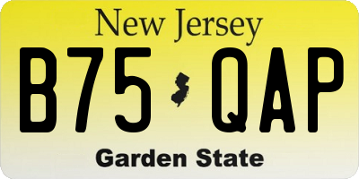 NJ license plate B75QAP