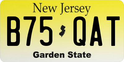 NJ license plate B75QAT