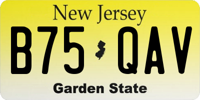 NJ license plate B75QAV