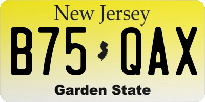 NJ license plate B75QAX