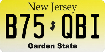NJ license plate B75QBI