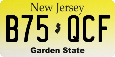 NJ license plate B75QCF