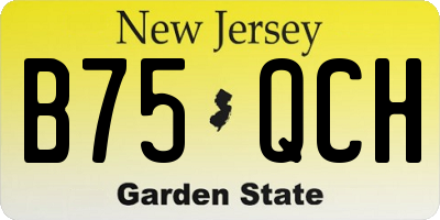 NJ license plate B75QCH