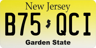 NJ license plate B75QCI