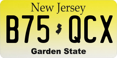 NJ license plate B75QCX