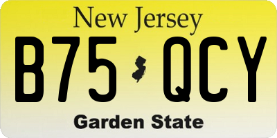 NJ license plate B75QCY
