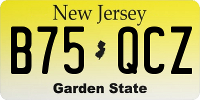 NJ license plate B75QCZ