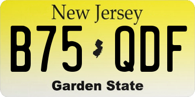 NJ license plate B75QDF