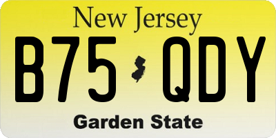 NJ license plate B75QDY