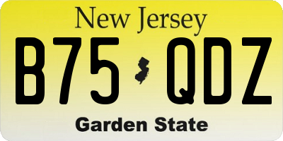 NJ license plate B75QDZ
