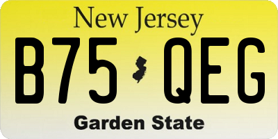 NJ license plate B75QEG