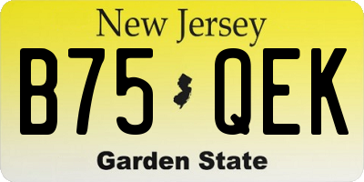 NJ license plate B75QEK