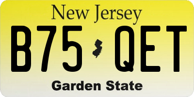 NJ license plate B75QET