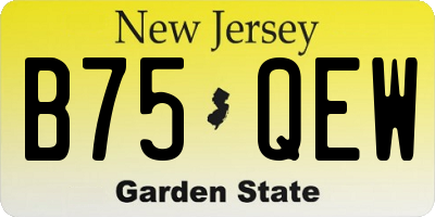 NJ license plate B75QEW