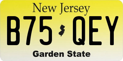 NJ license plate B75QEY
