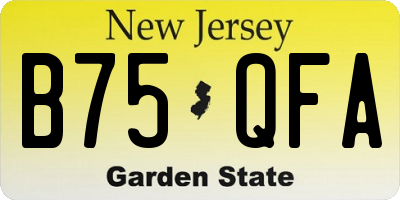 NJ license plate B75QFA