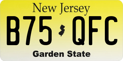 NJ license plate B75QFC