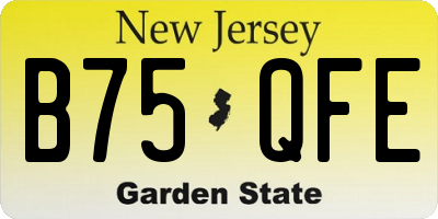 NJ license plate B75QFE