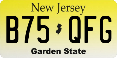 NJ license plate B75QFG