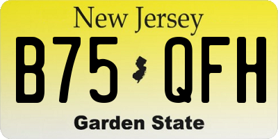 NJ license plate B75QFH