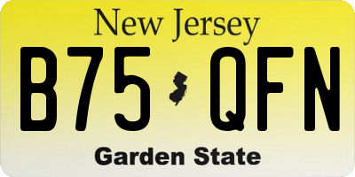 NJ license plate B75QFN