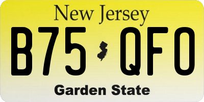 NJ license plate B75QFO