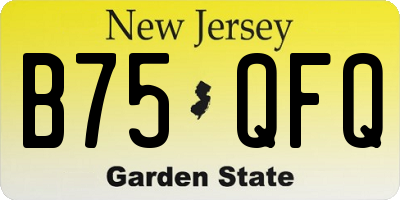 NJ license plate B75QFQ