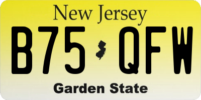 NJ license plate B75QFW