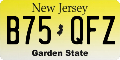 NJ license plate B75QFZ