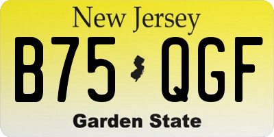 NJ license plate B75QGF
