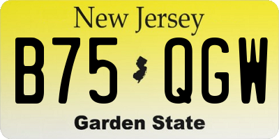 NJ license plate B75QGW