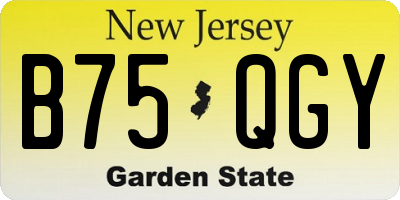 NJ license plate B75QGY