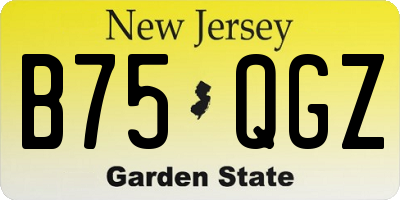 NJ license plate B75QGZ