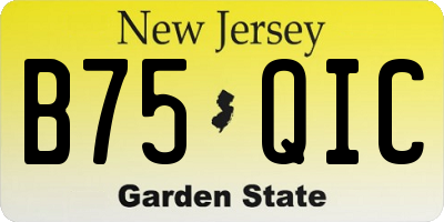 NJ license plate B75QIC