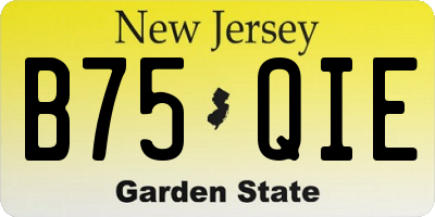 NJ license plate B75QIE